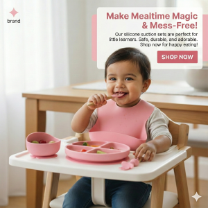 BPA Free Silicon Toddler Eating Accessories Set