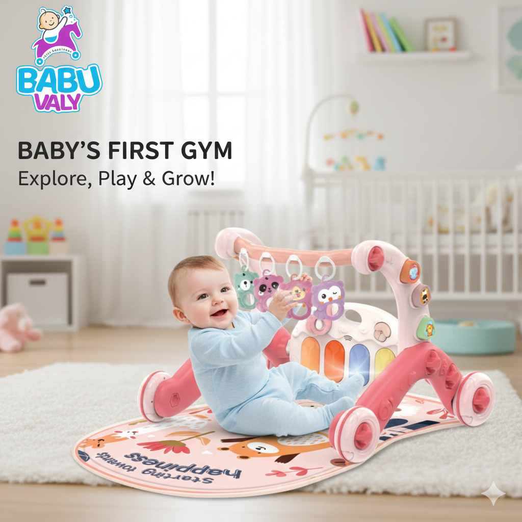 6 in 1 Pedal Piano Multifunctional Baby Activity Fitness Mat with Music and Lights with Baby Walker