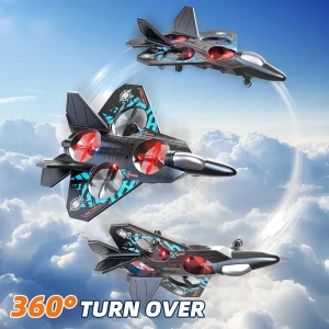 Remote Control Airplane for Kids 2.4 GHz RC Plane with Colorful Lights, 360° Flips & Stunt Roll