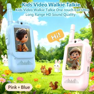 Video Walkie Talkies For Kids With HD Camera, Voice Changer & Screen Display, Rechargeable Long Range Intercom