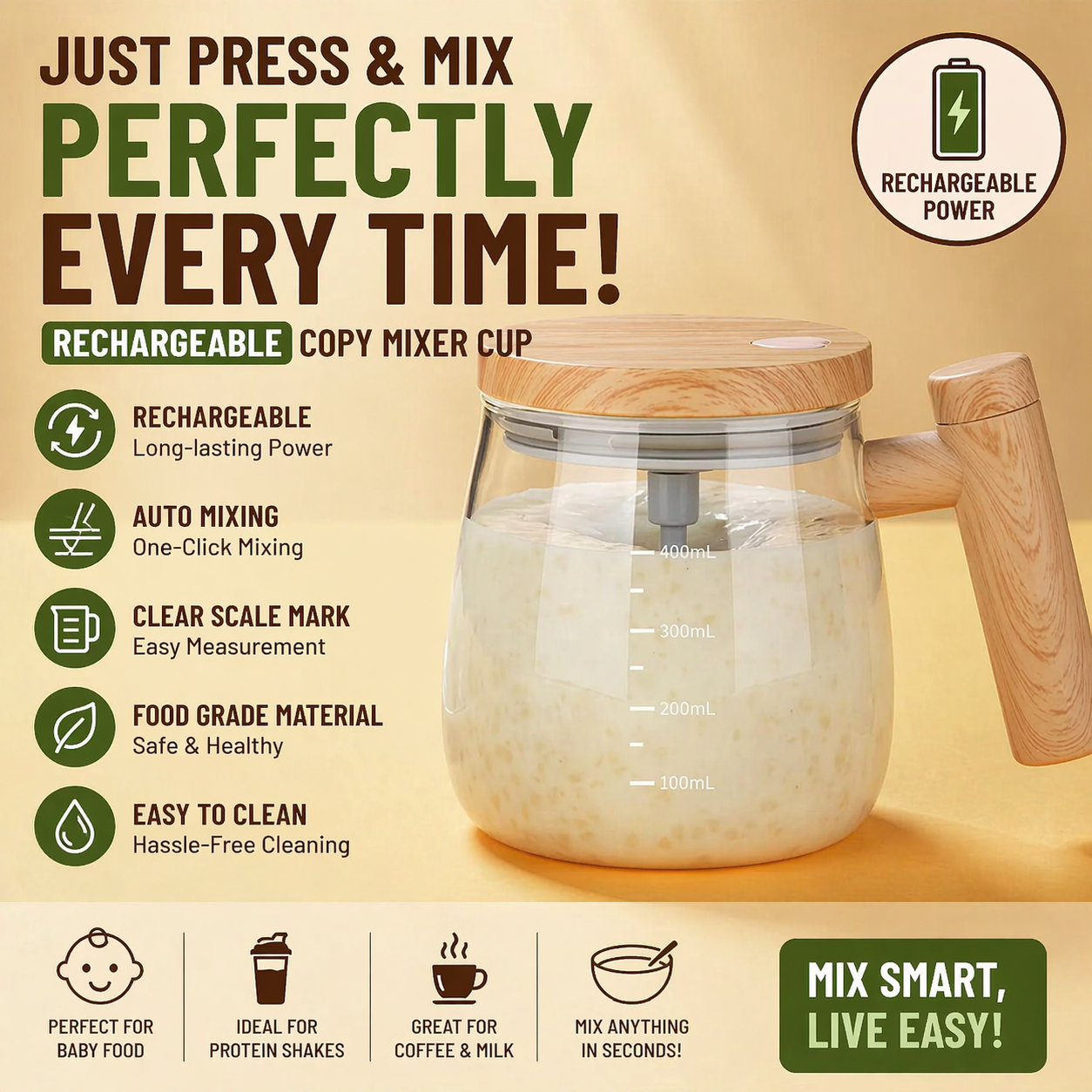 Automatic Mixing Cup Stirring Cup Suitable for Coffee/Milk/Protein Powder