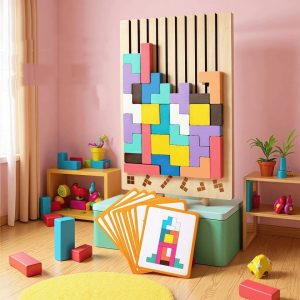 3D Montessori Russian Block Puzzle Wooden Educational Toys for Kindergarten kids