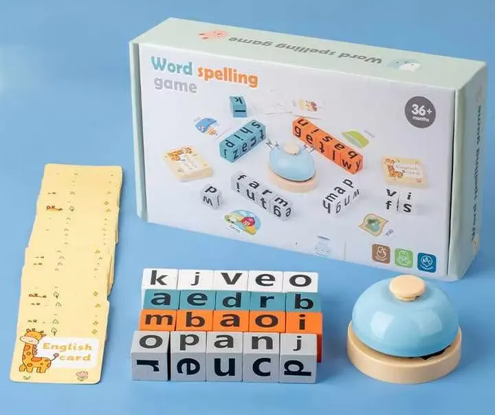 Montessori Learning Alphabet Blocks Spelling Game with Bell - With Bell