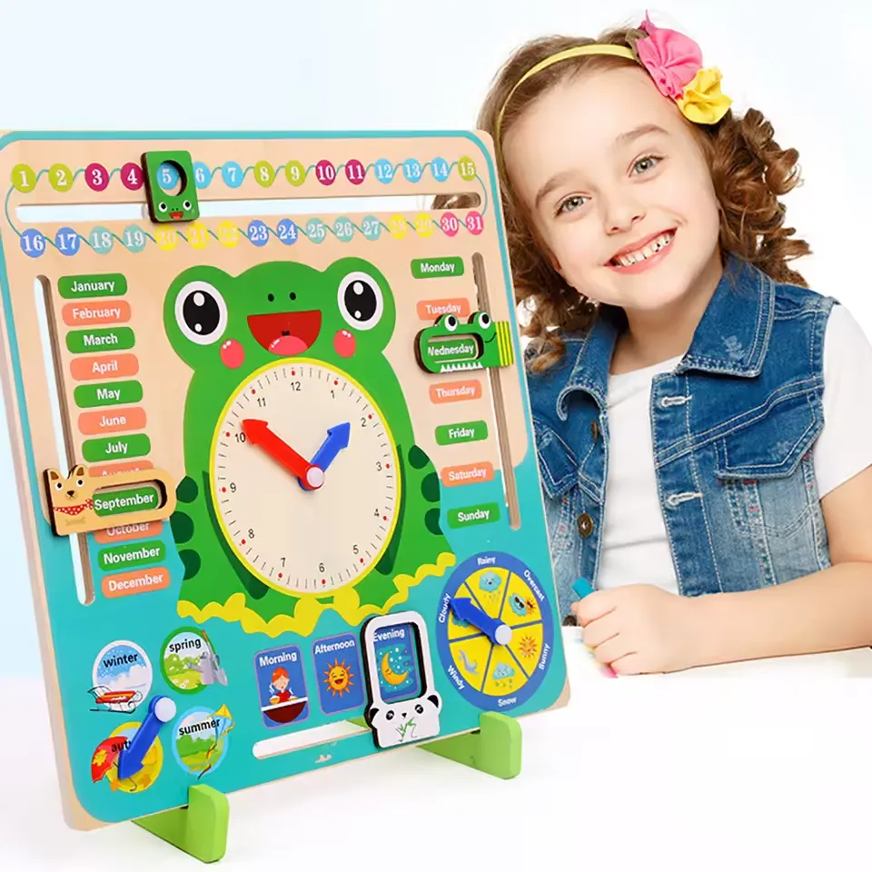 Frog Clock Wooden Educational Toys