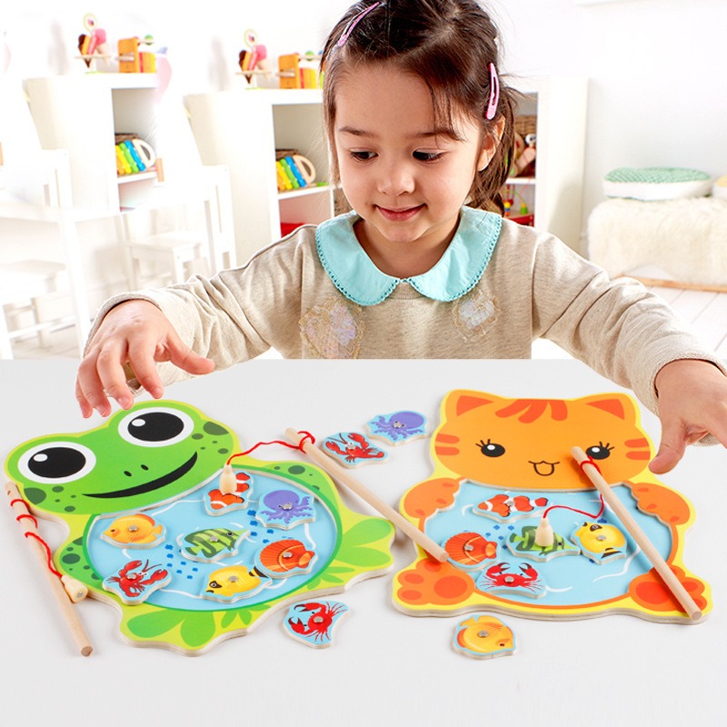 Wooden Magnetic Kitten Fishing Board