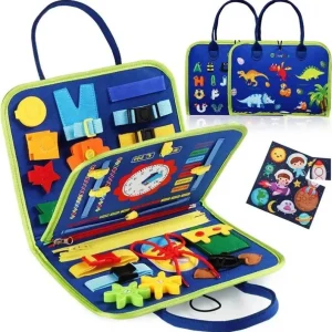 Montessori Busy Board Activity Educational Sensory Learning Book - Blue