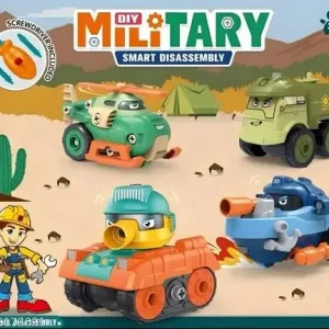DIY Military Construction Toy Vehicle for Kids (Pack of 4, Multicolour)