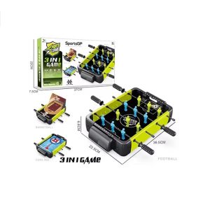 SportsGP 3-in-1 Tabletop Sports Game – Mini Foosball, Basketball & Curling Set for 2 Players