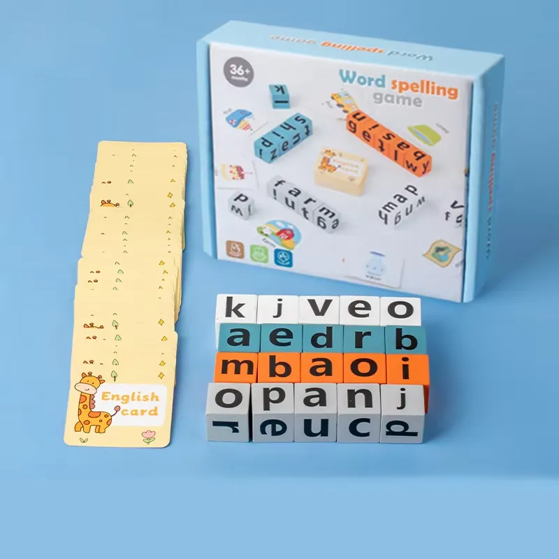 Montessori Learning Alphabet Blocks Spelling Game with Bell - Without Bell