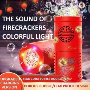 Fireworks LED Bubble Machine – Rechargeable Automatic Bubble Blower with Colorful Lights & Sound for Kids