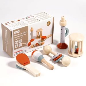 wooden Rattles musical instruments 5 pieces set For Babys
