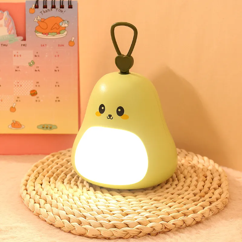 Cute Avocado Nightlight – Hanging & Portable Sweet Table Desk Lamp - Light green