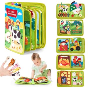 Baby First Farm Busy Book – Interactive Soft Cloth Activity Book with Farm Animals for Babies