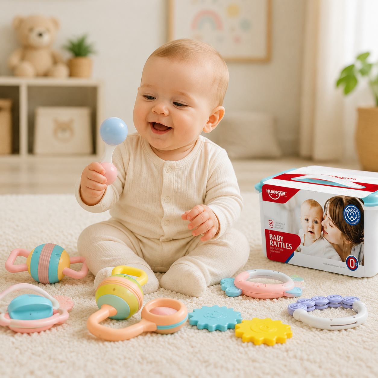 Baby Rattles With Teether Set 8pcs With Box