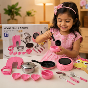 Home Mini Kitchen Cooking Set 22PCS – Realistic Pretend Play Kitchen Toys for Kids 8+