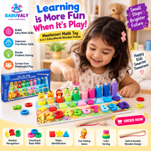 Montessori Six in One Educational Wooden Puzzle Board