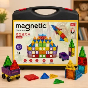 3D Educational Magnetic Building Tiles With Box (100pcs)