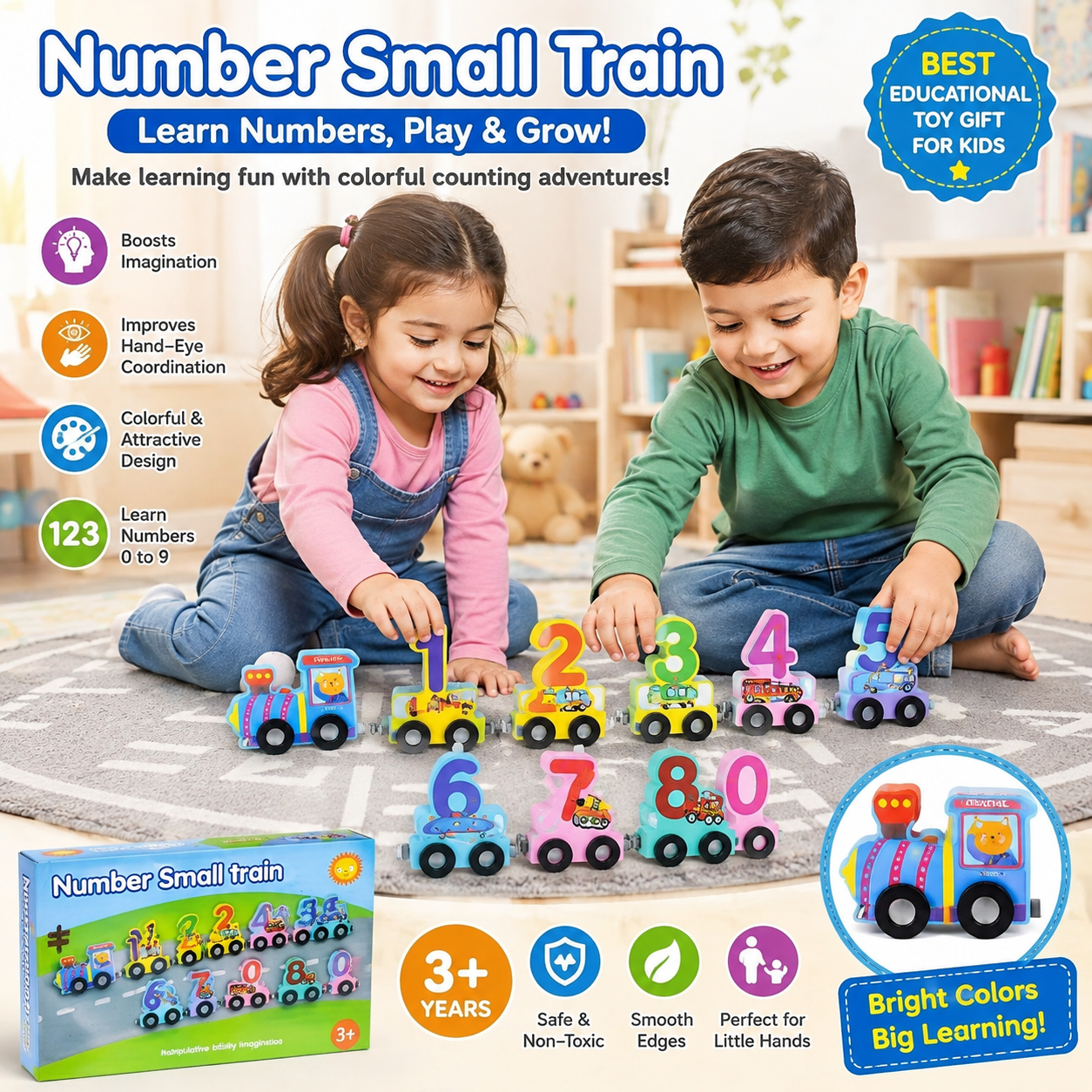Early Education Montessori Magnetic Wooden Classic Train Toy