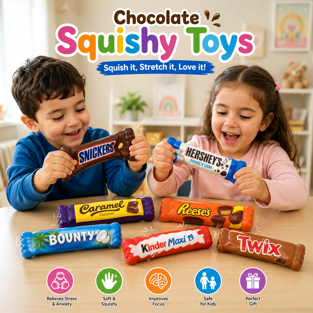 Chocolate Bar Squishy (6 Pcs Mix flever Box)