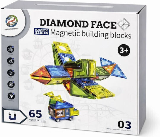 Dimond cut Magnetic Building Tiles Set (65pcs)